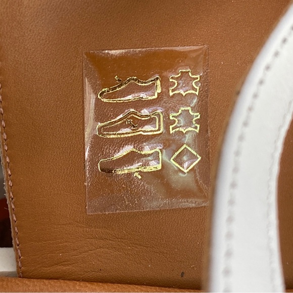 Robert Clergerie Umal Talco Blanc Agneau Soleil Yellow White Sandals 8.5 NWT - Picture 11 of 16